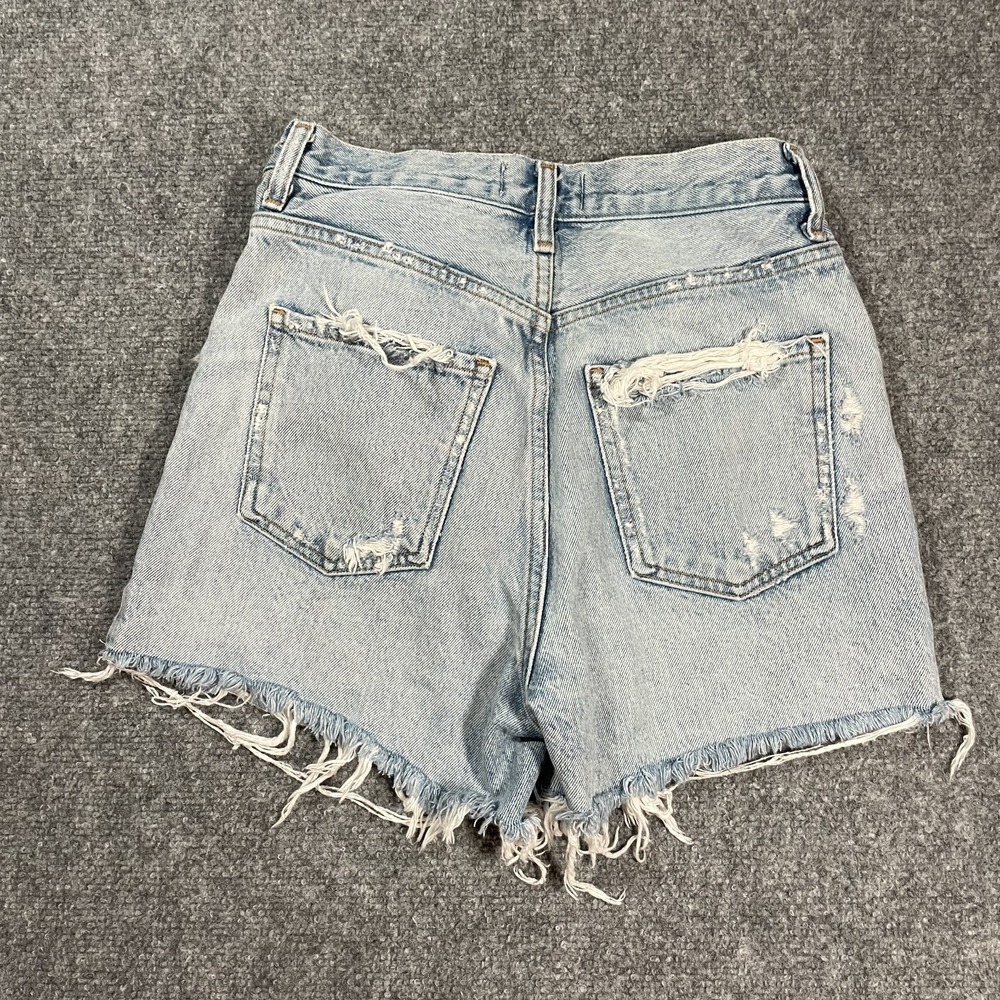 AGOLDE Dee Denim Shorts Womens 24 Thrashed Button Fly High Rise Jean Distressed - Picture 2 of 10